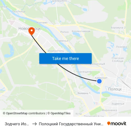 Зодчего Иоанна to Полоцкий Государственный Университет map