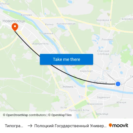 Типография to Полоцкий Государственный Университет map