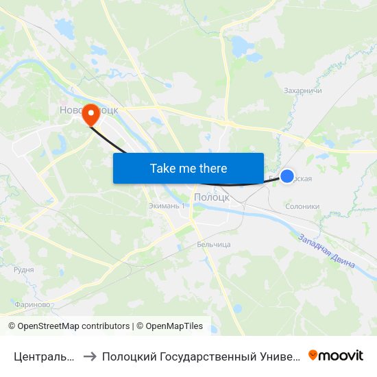 Центральная to Полоцкий Государственный Университет map