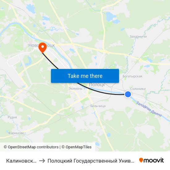 Калиновского to Полоцкий Государственный Университет map