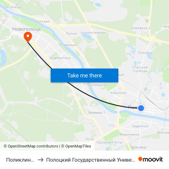 Поликлиника to Полоцкий Государственный Университет map