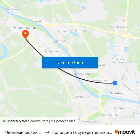 Экономический Колледж to Полоцкий Государственный Университет map