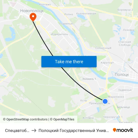 Спецавтобаза to Полоцкий Государственный Университет map