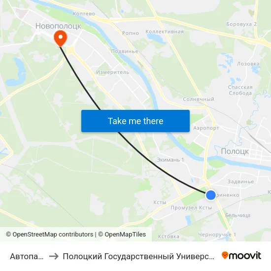 Автопарк to Полоцкий Государственный Университет map