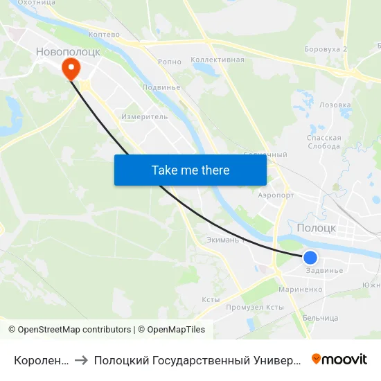 Короленко to Полоцкий Государственный Университет map