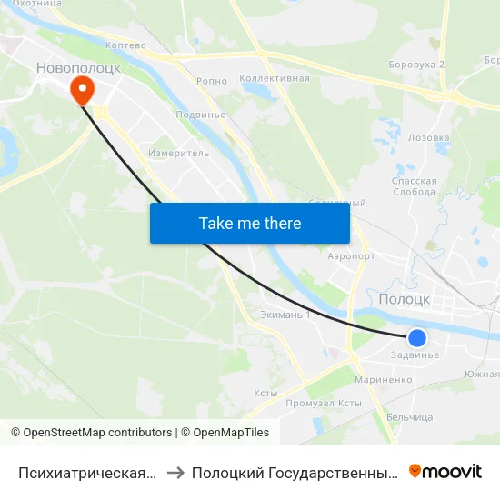 Психиатрическая Больница to Полоцкий Государственный Университет map