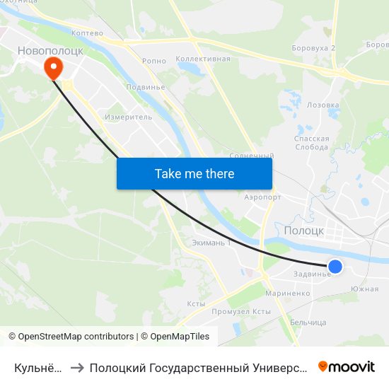 Кульнёва to Полоцкий Государственный Университет map