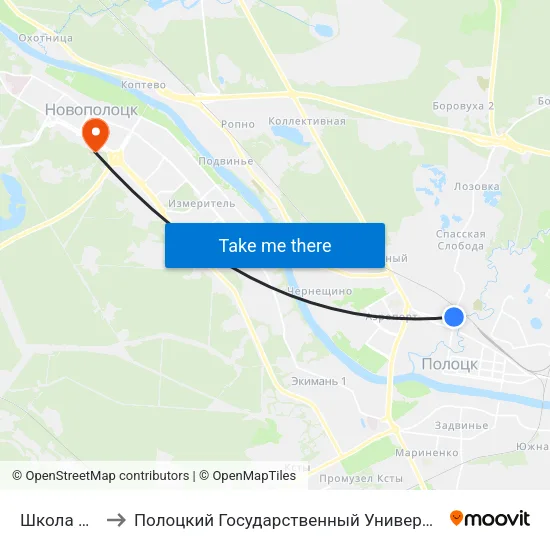 Школа №9 to Полоцкий Государственный Университет map