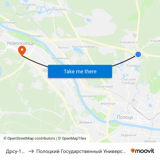 Дрсу-182 to Полоцкий Государственный Университет map