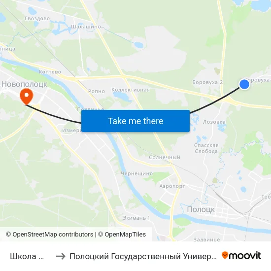 Школа №15 to Полоцкий Государственный Университет map