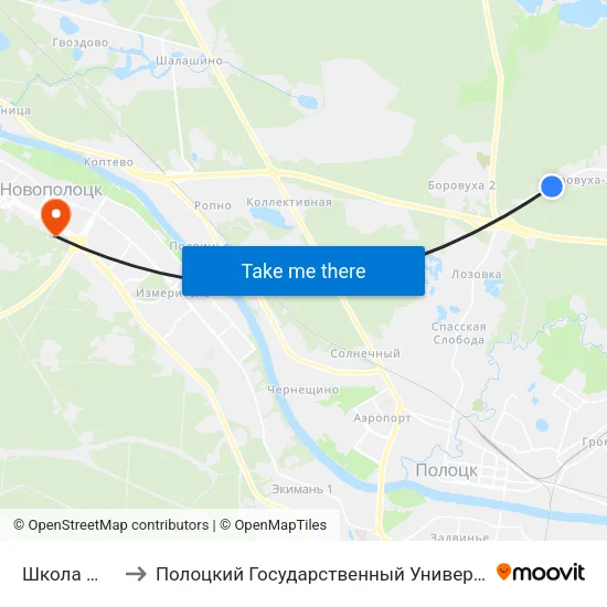 Школа №15 to Полоцкий Государственный Университет map