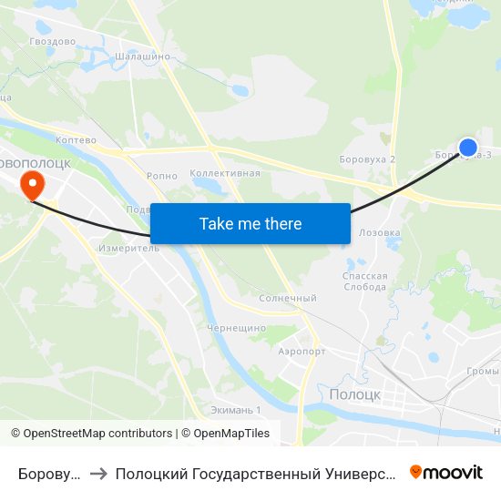 Боровуха to Полоцкий Государственный Университет map