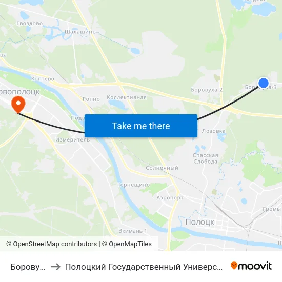 Боровуха to Полоцкий Государственный Университет map