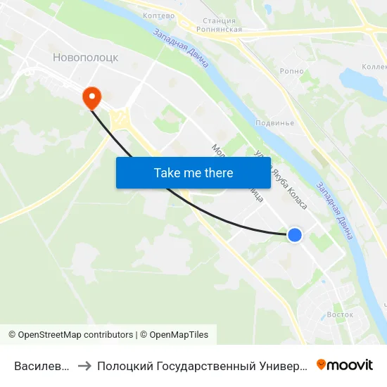 Василевцы to Полоцкий Государственный Университет map
