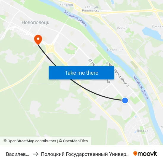 Василевцы to Полоцкий Государственный Университет map