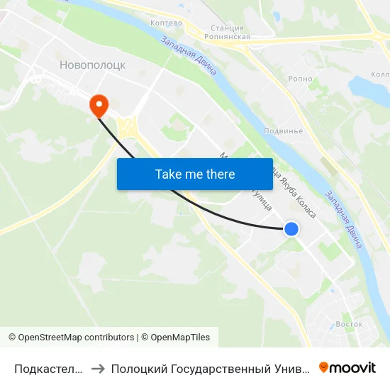 Подкастельцы to Полоцкий Государственный Университет map