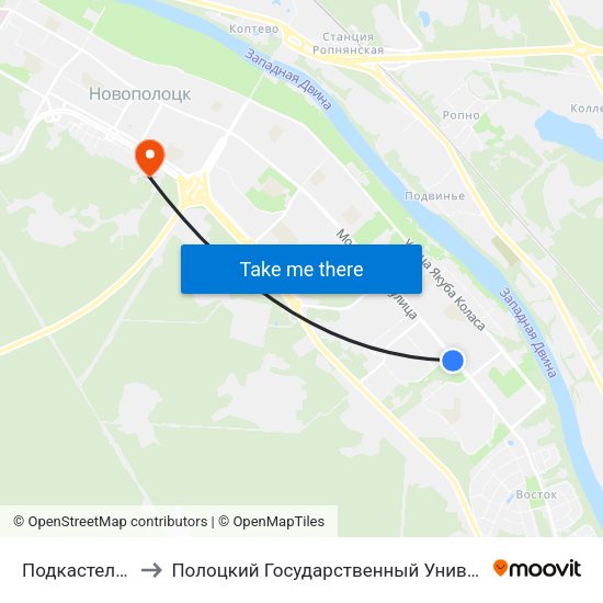 Подкастельцы to Полоцкий Государственный Университет map