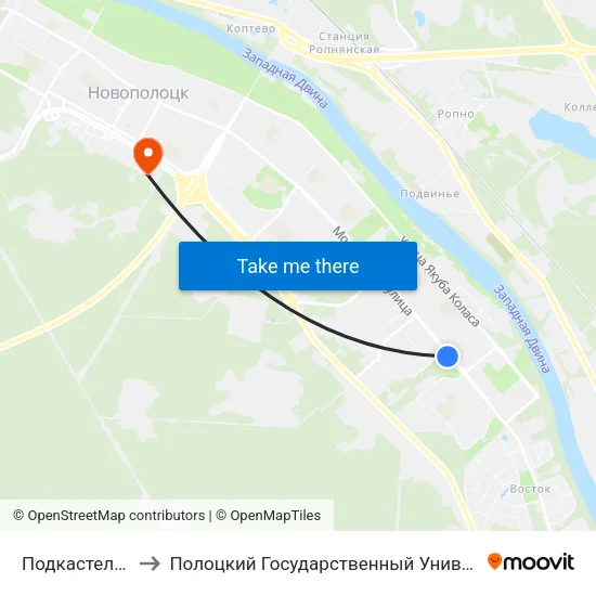Подкастельцы to Полоцкий Государственный Университет map