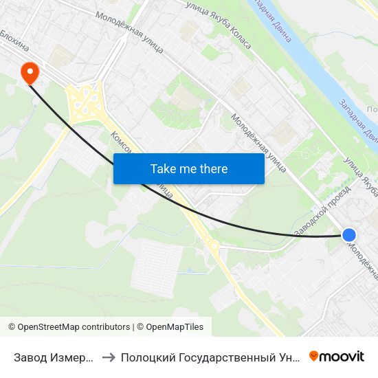 Завод Измеритель to Полоцкий Государственный Университет map