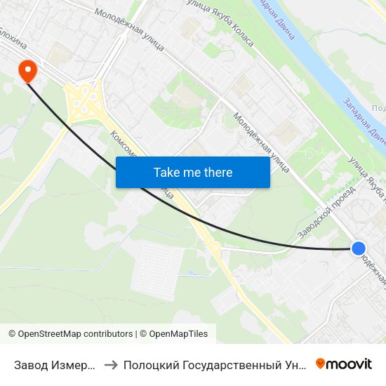 Завод Измеритель to Полоцкий Государственный Университет map