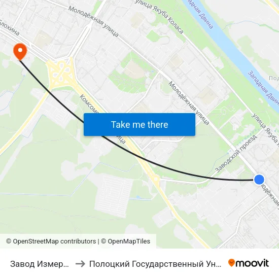 Завод Измеритель to Полоцкий Государственный Университет map