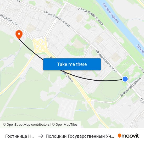 Гостиница Нафтан to Полоцкий Государственный Университет map