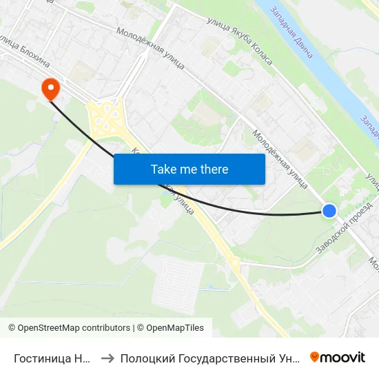 Гостиница Нафтан to Полоцкий Государственный Университет map