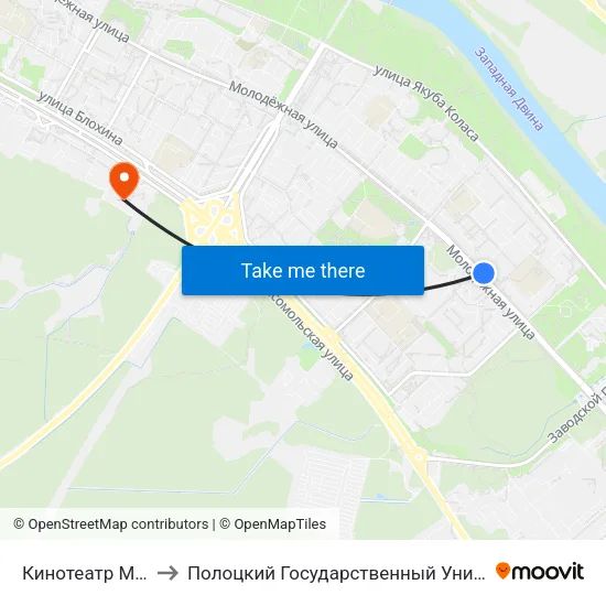Кинотеатр Минск to Полоцкий Государственный Университет map