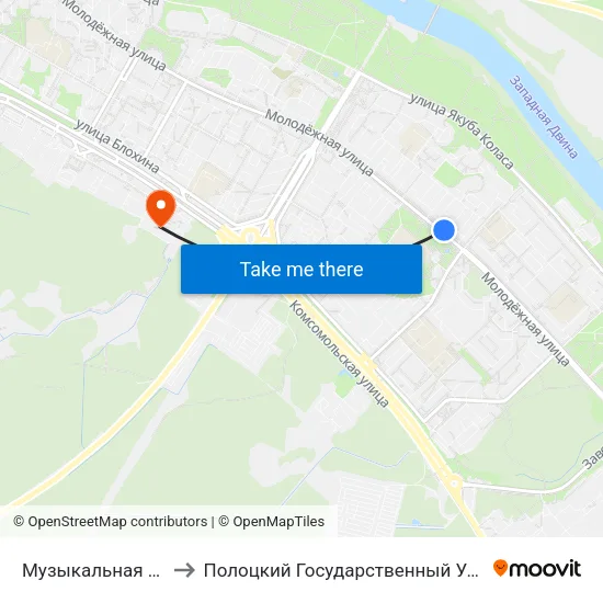 Музыкальная Школа to Полоцкий Государственный Университет map