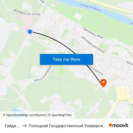 Гайдара to Полоцкий Государственный Университет map