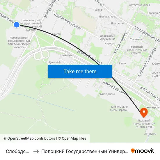 Слободская to Полоцкий Государственный Университет map