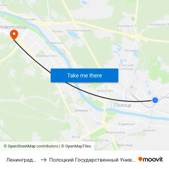 Ленинградская to Полоцкий Государственный Университет map