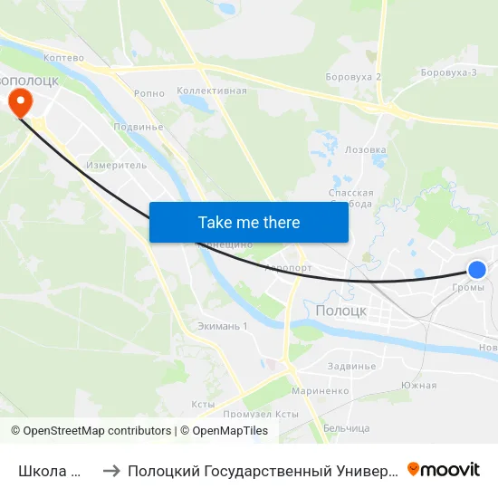 Школа №14 to Полоцкий Государственный Университет map