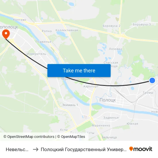 Невельская to Полоцкий Государственный Университет map