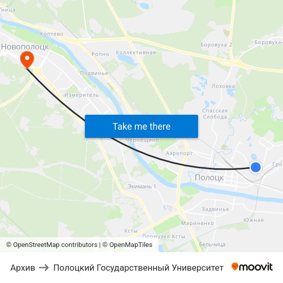 Архив to Полоцкий Государственный Университет map