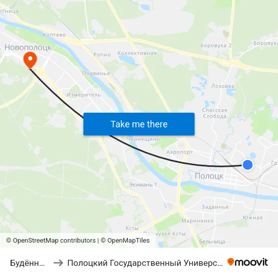 Будённого to Полоцкий Государственный Университет map