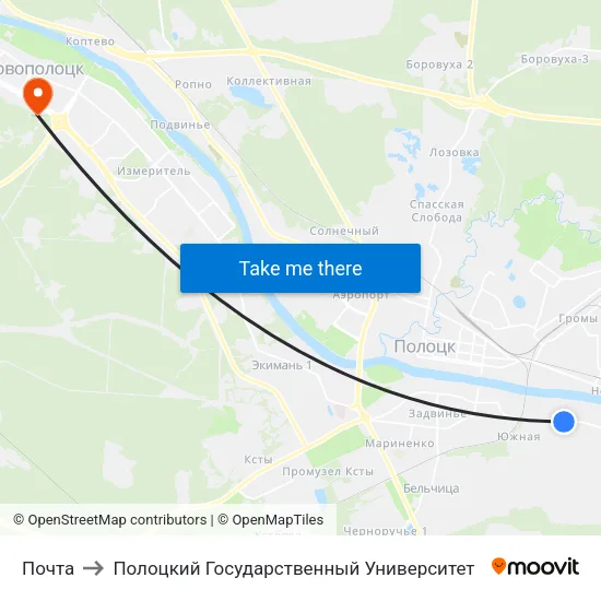 Почта to Полоцкий Государственный Университет map