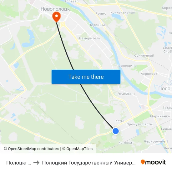 Полоцкгаз to Полоцкий Государственный Университет map