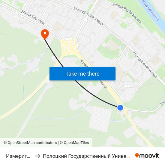 Измеритель to Полоцкий Государственный Университет map