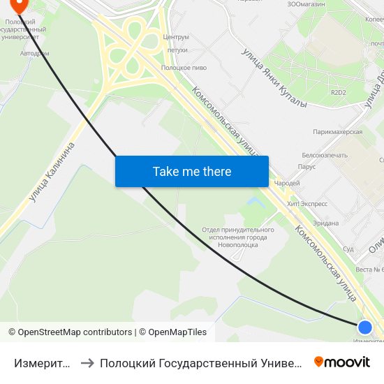 Измеритель to Полоцкий Государственный Университет map
