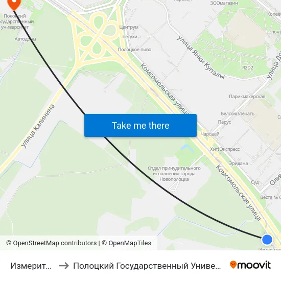 Измеритель to Полоцкий Государственный Университет map