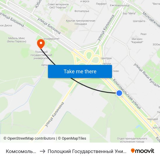 Комсомольская to Полоцкий Государственный Университет map