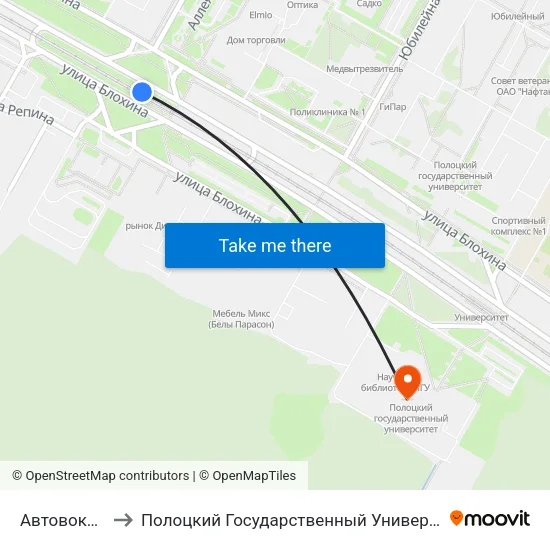 Автовокзал to Полоцкий Государственный Университет map