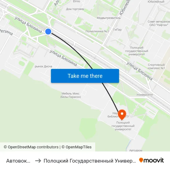 Автовокзал to Полоцкий Государственный Университет map