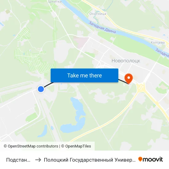 Подстанция to Полоцкий Государственный Университет map