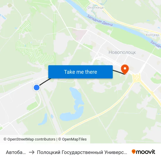 Автобаза to Полоцкий Государственный Университет map