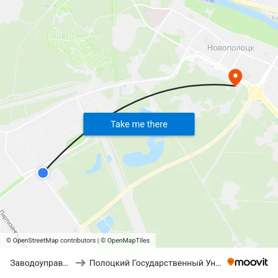 Заводоуправление to Полоцкий Государственный Университет map