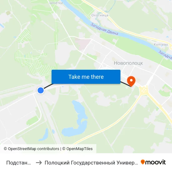 Подстанция to Полоцкий Государственный Университет map