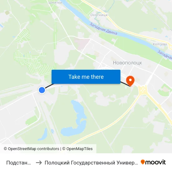 Подстанция to Полоцкий Государственный Университет map