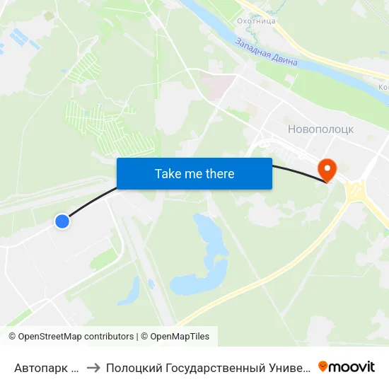 Автопарк №6 to Полоцкий Государственный Университет map